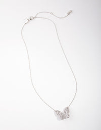 Rhodium Diamond Simulant Large Butterfly Necklace - link has visual effect only