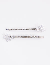 Silver Cubic Zirconia Flower Trio Pack Clip - link has visual effect only