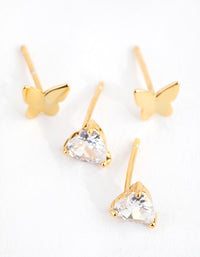 Sterling Silver Gold Butterfly Pack Stud Earring - link has visual effect only