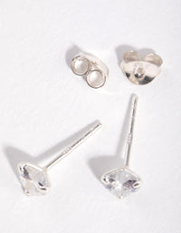 Sterling Silver Cubic Zirconia 1/2ct Heart Stud Earrings - link has visual effect only