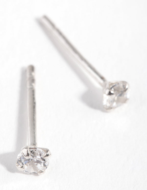 Sterling Silver Petite Cubic Zirconia Stud Earrings