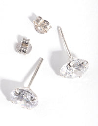 Sterling Silver 2ct Cubic Zirconia Stud Earrings - link has visual effect only