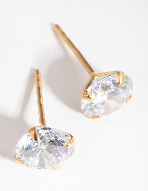 Gold 2ct Cubic Zirconia Stud Earrings