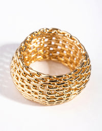 Gold Wide Mesh Ring - link has visual effect only