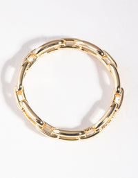 Gold Plated Skinny Rectangle Link Ring - link has visual effect only