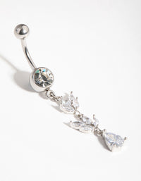 Surgical Steel Cubic Zirconia Marquise Drop Belly Ring - link has visual effect only