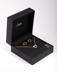 Rose Gold Diamond Simulant Heart Necklace & Earrings Set - link has visual effect only