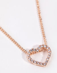 Rose Gold Diamond Simulant Heart Necklace & Earrings Set - link has visual effect only