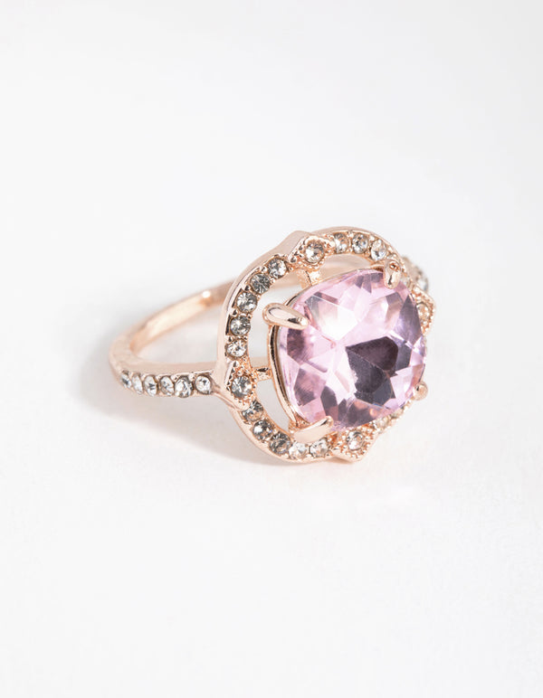 Rose Gold Pink Stone Ring