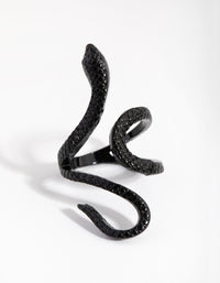 Matte Black Etched Swirl Snake Ring - link has visual effect only