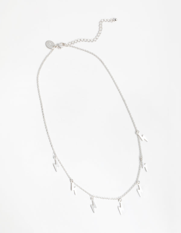 Silver Multi Lightning Station Necklace