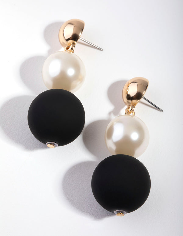 Gold Triple Ball Drop Earrings