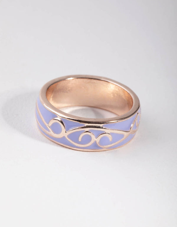 Rose Gold Enamel Thick Band Ring