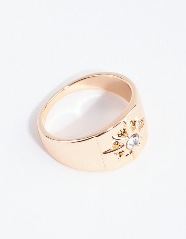 Gold Diamante Star Band Ring