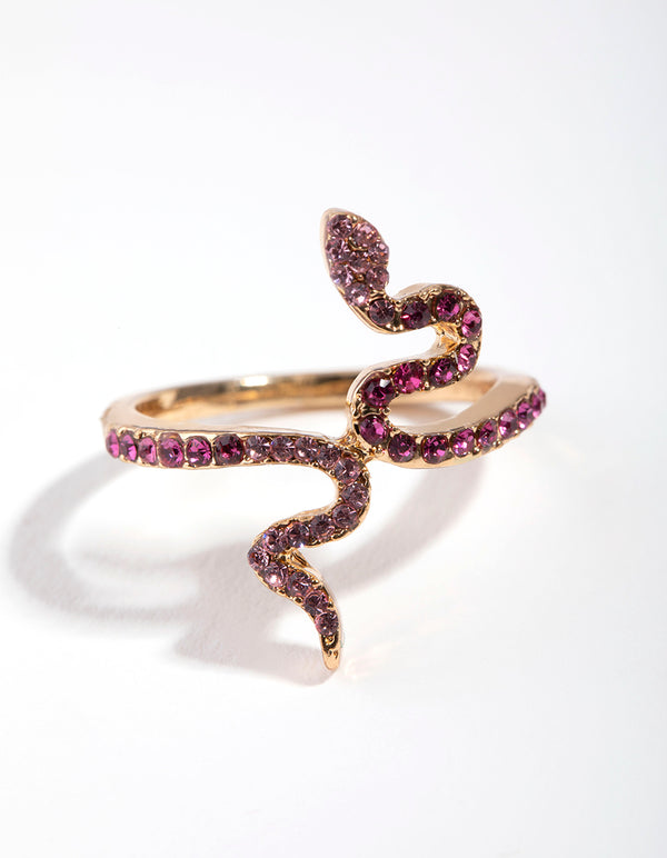 Gold Diamante Snake RIng