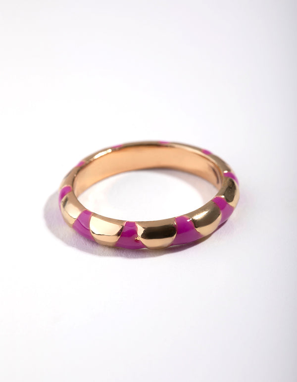 Gold Enamel Thin Band Ring