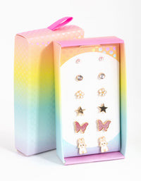 Kids Gold Glitter Butterfly 6-Pack Earrings - link has visual effect only