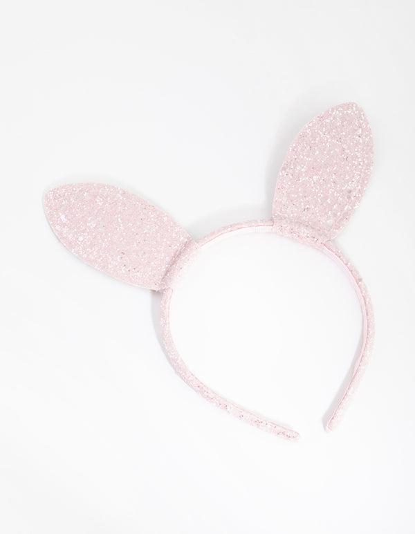 Kids Fabric Glitter Bunny Ear Headband