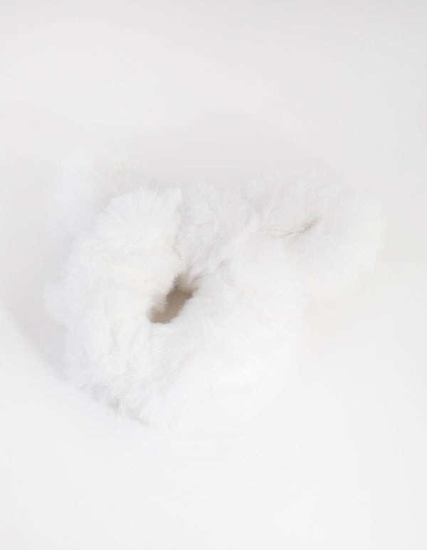 Kids Pink Faux Fur Bunny Scrunchie