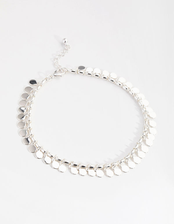 Silver Jingle Circle Disc Anklet