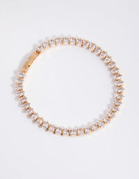 Gold Cubic Zirconia Navette Tennis Bracelet - link has visual effect only