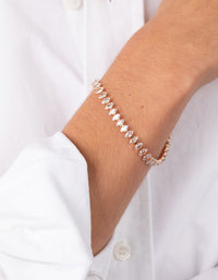 Gold Cubic Zirconia Navette Tennis Bracelet - link has visual effect only