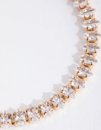 Gold Cubic Zirconia Navette Tennis Bracelet - link has visual effect only