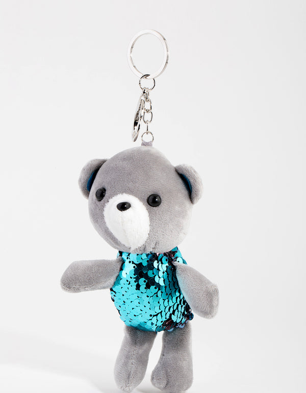 Kids Sequin Bear Key Ring