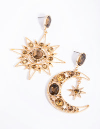 Gold Statement Star & Moon Earrings - link has visual effect only