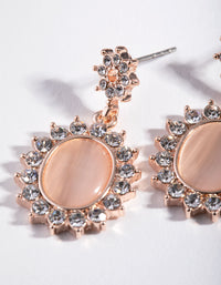 Rose Gold Oval Cateye Diamante Drop Earrings - link has visual effect only