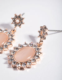 Rose Gold Oval Cateye Diamante Drop Earrings - link has visual effect only