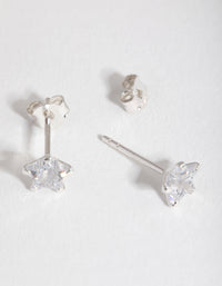 Sterling Silver Cubic Zirconia Star Stud Earrings - link has visual effect only