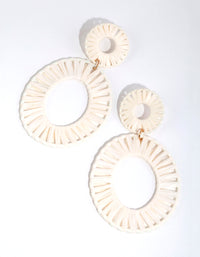 Fabric Raffia Double Disc Drop Earrings - link has visual effect only