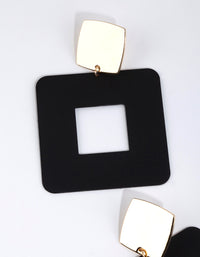 Matte Black Square Drop Earrings - link has visual effect only