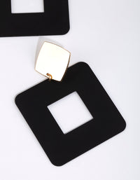 Matte Black Square Drop Earrings - link has visual effect only