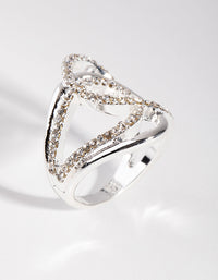 Silver Diamante & Metal Swirl Ring - link has visual effect only