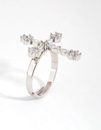 Silver Diamante Cross Ring - link has visual effect only