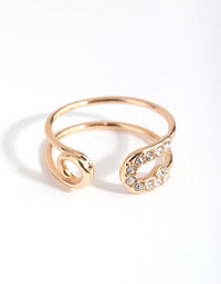 Gold Diamante Safety Pin Ring - link has visual effect only