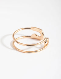 Gold Diamante Safety Pin Ring - link has visual effect only