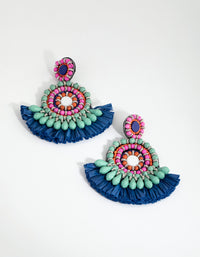 Beaded Paper Tassel Circle Drop Earrings - link has visual effect only