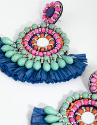 Beaded Paper Tassel Circle Drop Earrings - link has visual effect only