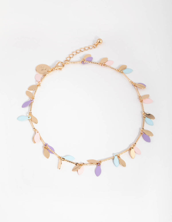 Gold Matte Pastel Leaf Anklet