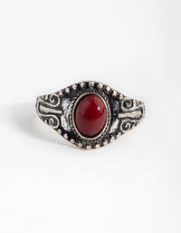 Antique Silver Red Stone Ring - link has visual effect only