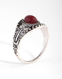 Antique Silver Red Stone Ring - link has visual effect only