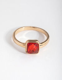 Gold Cushion Ruby Stone Ring - link has visual effect only