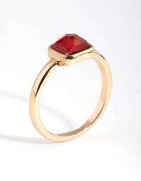 Gold Cushion Ruby Stone Ring - link has visual effect only