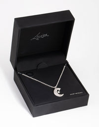 Silver Cubic Zirconia Moon & Star Necklace - link has visual effect only