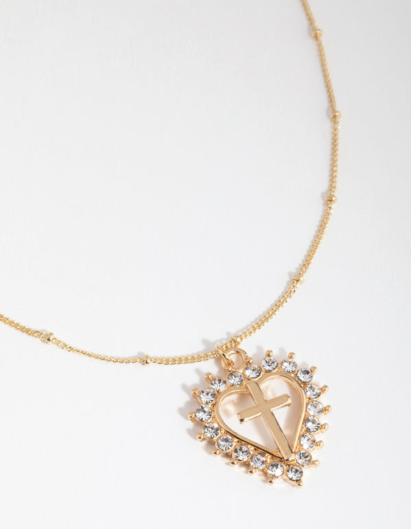 Gold Cross My Heart Necklace