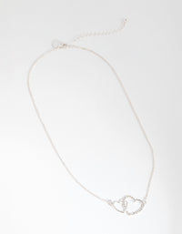 Silver Diamante Linked Heart Necklace - link has visual effect only