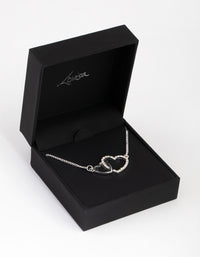 Silver Diamante Linked Heart Necklace - link has visual effect only